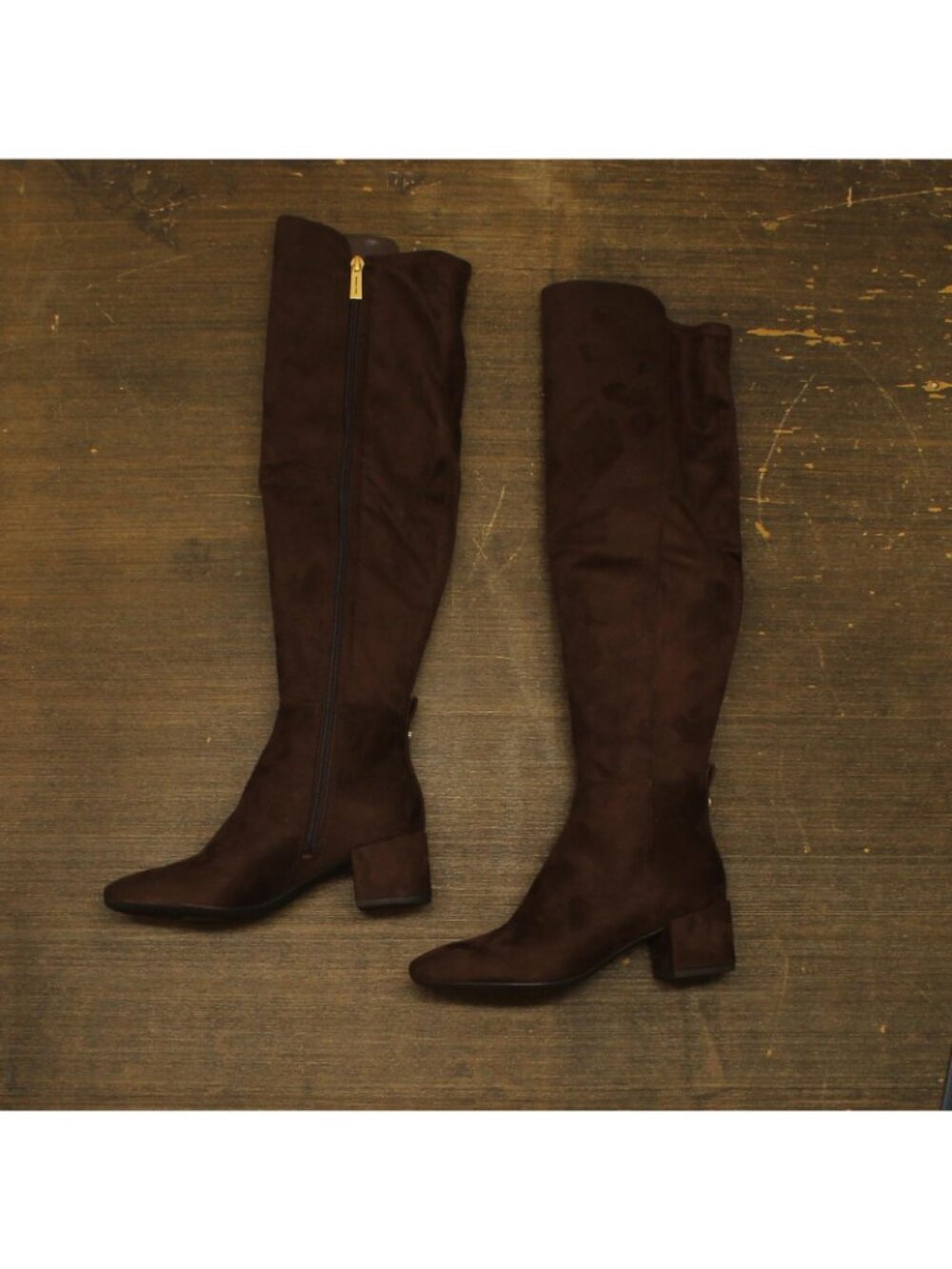 NWT Michael Michael Kors Braden Over-the-Knee Block Heel Boots Mocha Brown 5.5M - Picture 2 of 11